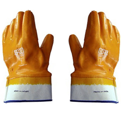 Imagen Par Guante Nitrilo Amarillo Puño de Lona IRAM