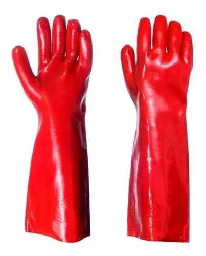 Imagen Par Guante PVC Rojo Semipesado Puño Elástico Baño Completo